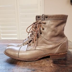 Frye Tan Combat Ankle Boots